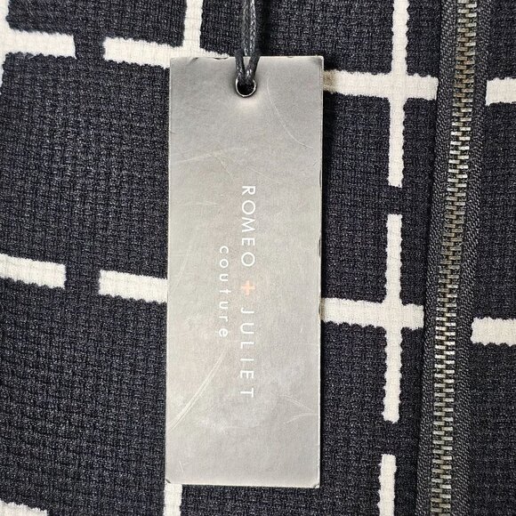 Romeo & Juliet Couture Shift Dress Black White Cross Pattern Women Small NWT - Picture 6 of 11